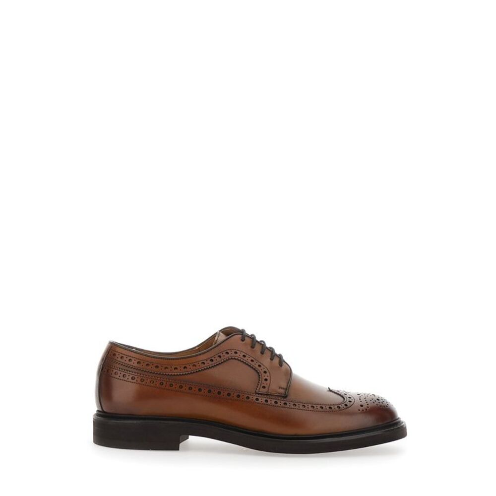 Berwick Men Brown Oxford Shoes With Front Laces In Leather For Men